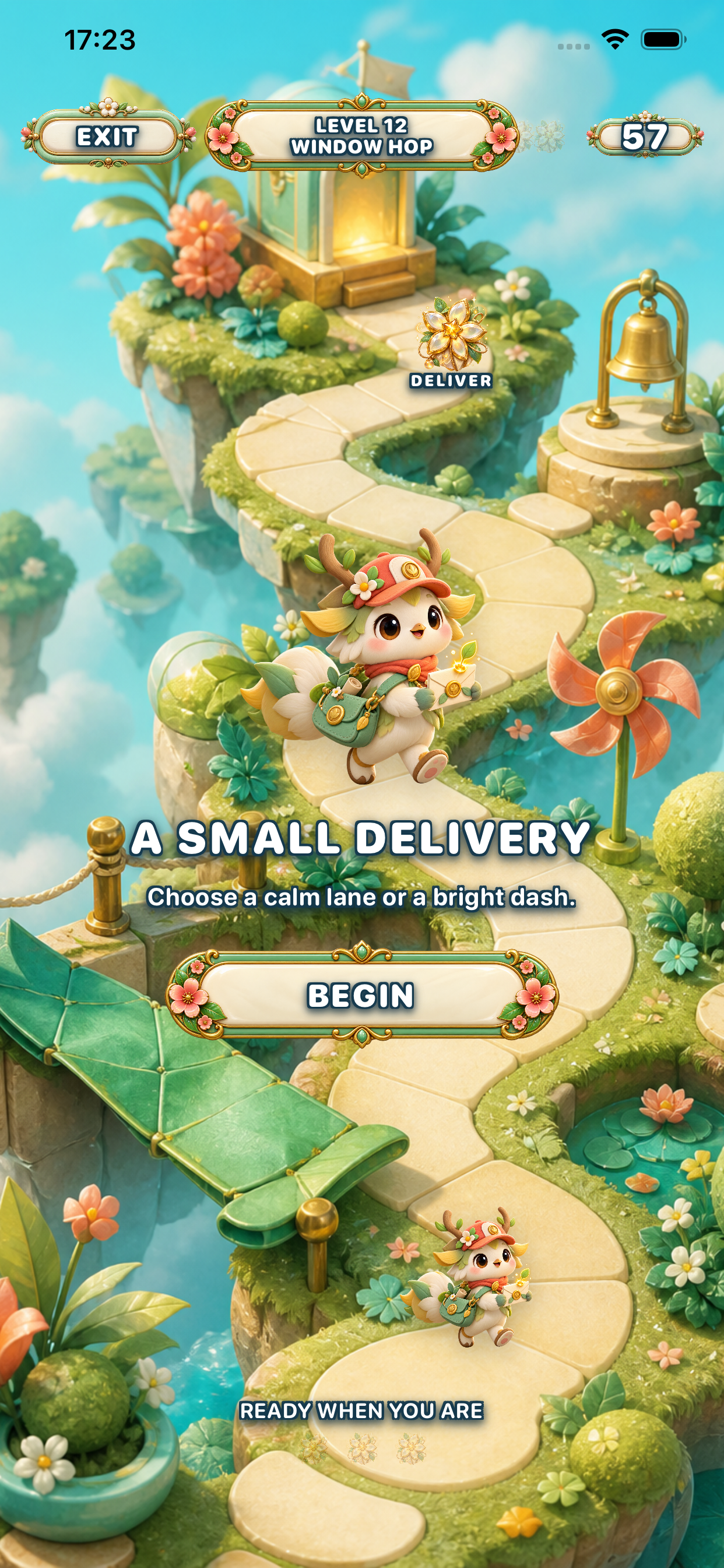 A delivery level in the floating garden